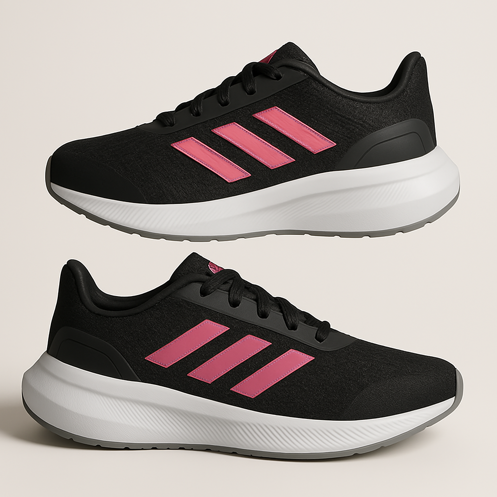 Tenis Adidas Mujer - Negro con Detalles en Rosa DAMA