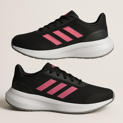 Tenis Adidas Mujer - Negro con Detalles en Rosa DAMA