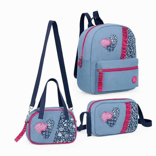 Set 3 Piezas Denim & Corazones